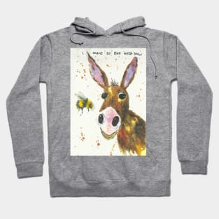 Cute Donkey and a Bumblebee, "I want to Bee with you!" Hoodie